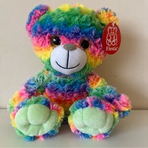Fiesta Teddy Bear Plush Stuffed Animal Toy multicolour green